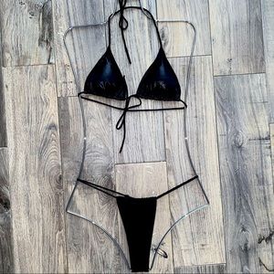 Shiny black micro bikini